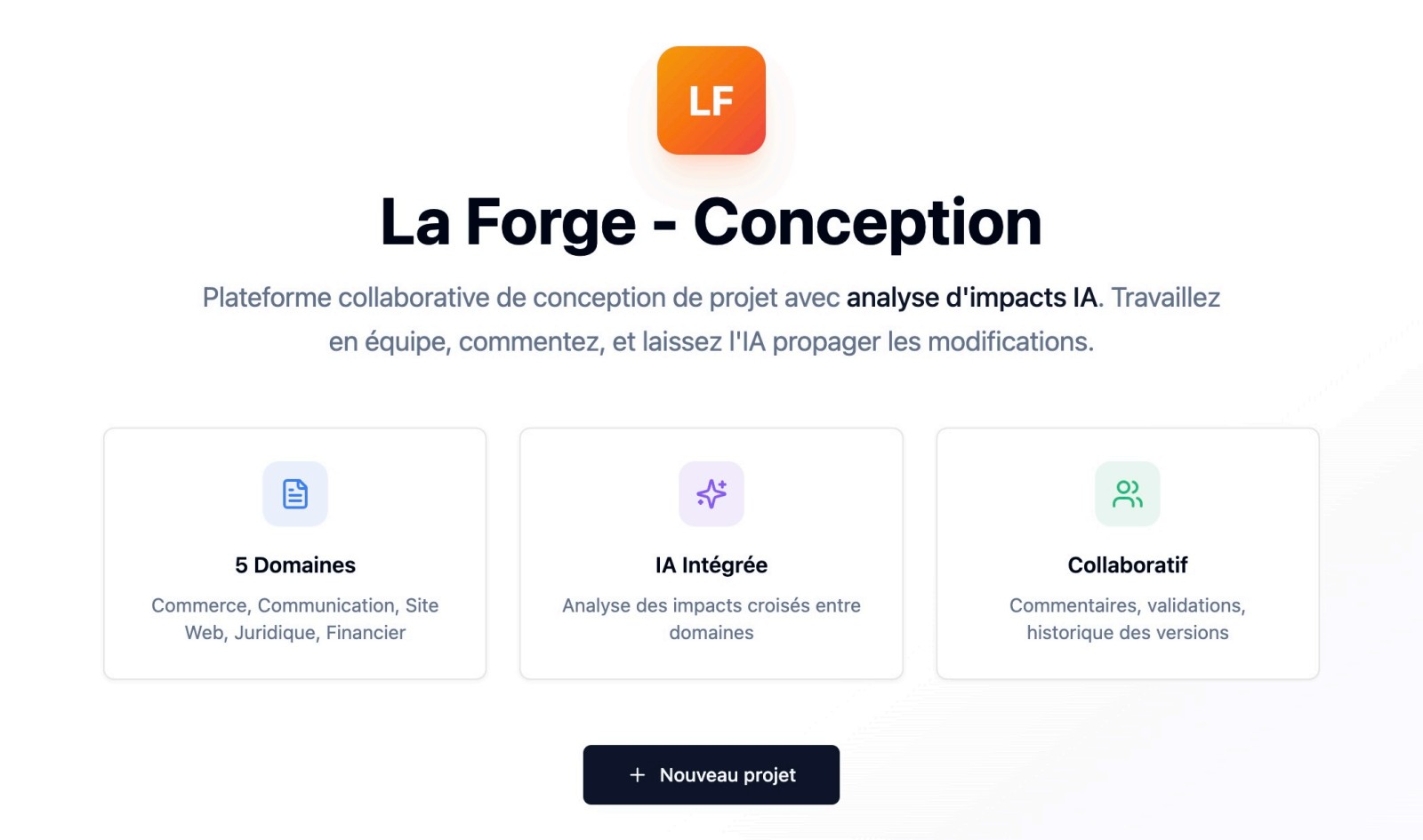 Capture d'écran — Plateforme collaborative de conception