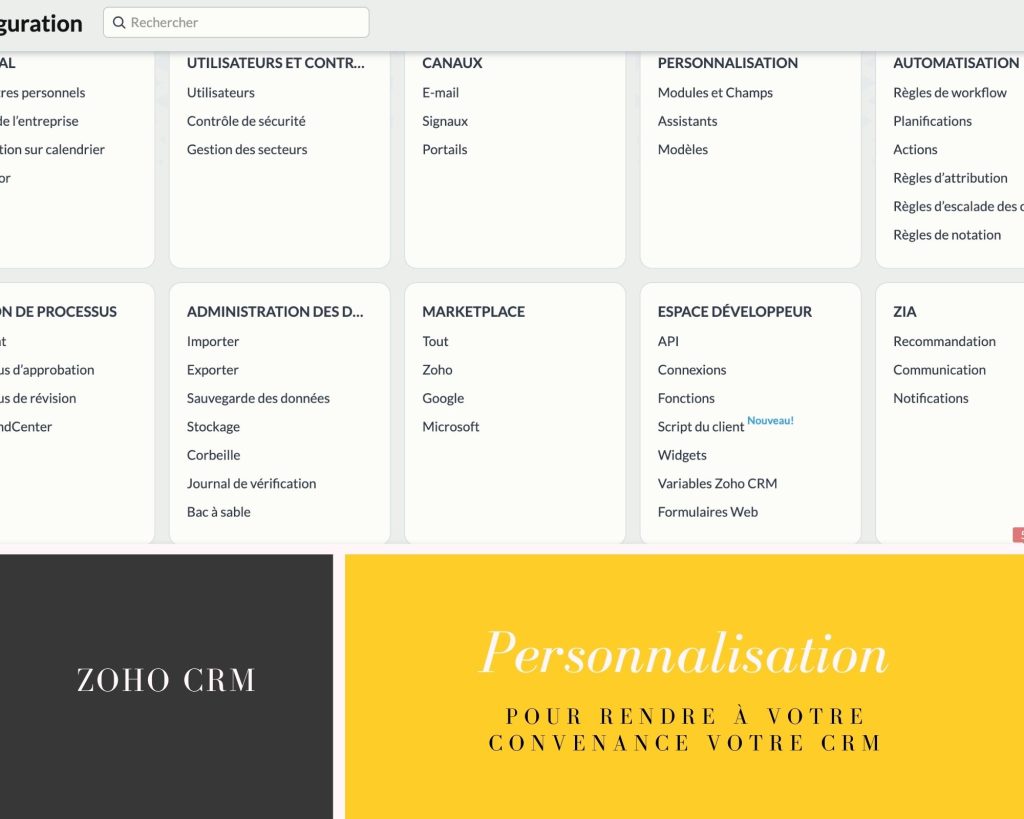 Zoho CRM - personnalisation